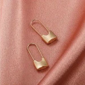 Gold Hoop Lock Earrings